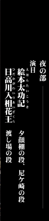 堀川猿廻しの段 前 竹本伊達大夫 稽古娘おつる 桐竹紋吉 鶴澤寛治 与次郎の母 桐竹紋豊 ツレ 鶴澤寛太郎 猿廻し与次郎 吉田玉女 娘おしゅん 吉田文雀 切 豊竹嶋大夫 竹澤宗助 井筒屋伝兵衛 吉田和生 ツレ 鶴澤清丈